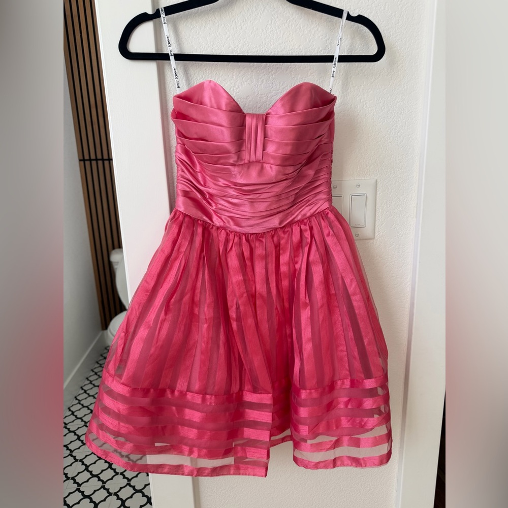Betsey Johnson Hot Pink Strapless Evening Dress